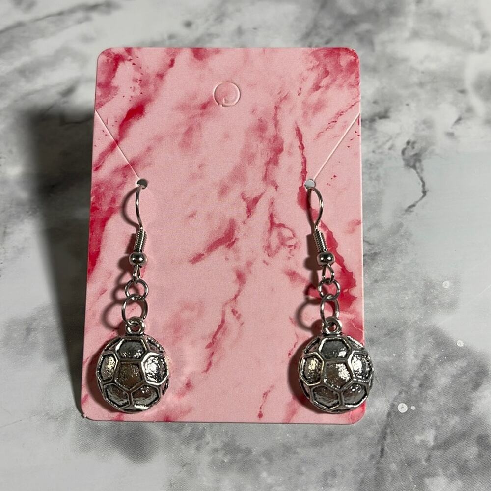 Handcrafted Soccer Ball Dangle Earrings